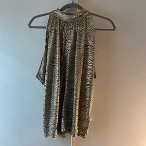 Anthropologie High Neck Metallic Tank